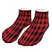 VstaDank Red Black Buffalo Check Plaid Pattern Ankle Socks 5Pairs Cute Lightweight Casual Low Cut Sock Athletic Running Socks Comfort Quarter Sock for Daily Wear Men And Women