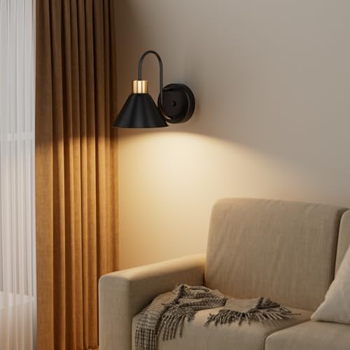 Image of Frideko Rechargeable Wall Sconces Set of Two, 3 Color Dimmable Battery Operated Wall Lights with Remote, Black Wireless Wall Lamp with Timer, Indoor Sconce Lighting for Living Room Bedroom Picture