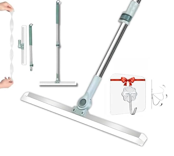 DARNEX Magic Broom Sweeper for Floor Cleaning – Multifunctional Silicone Wiper Mop with Stainless Steel Extendable Handle | Wet & Dry Use | Bathroom Floor Wiper & Window Squeegee Wiper