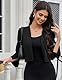 Hobrounn Elegante Langarm Vorne Offen Gebogener Saum Strickjacke Kurz Bolero Festlich Arbeit Business Blazer für Damen (Schwarz,L