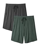 DAVID ARCHY Pyjama Shorts Men Bamboo Pajama Sleep Shorts Men Soft&Cool Men's Pyjama Shorts Bottoms with Pockets 2 Pack