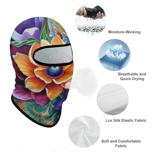 Balaclava para hombre, máscara para esquí, máscara facial de pintura de diamantes florales para ciclismo en invierno miniatura 3