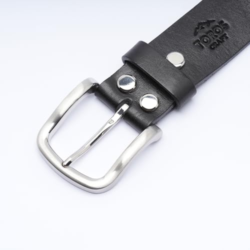 Handmade Premium Genuine Leather Men's Belts, Heavy Duty Belt for Men, Classic and Versatile Design, Sturdy Buckle, Black3