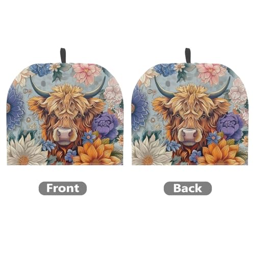 Image of Highland Cow Tea Cozy for Teapot - Insulated Showy Flower Pot Cover, Bohemia Cattle Wildlife Kettle Kitchen Dust Cover