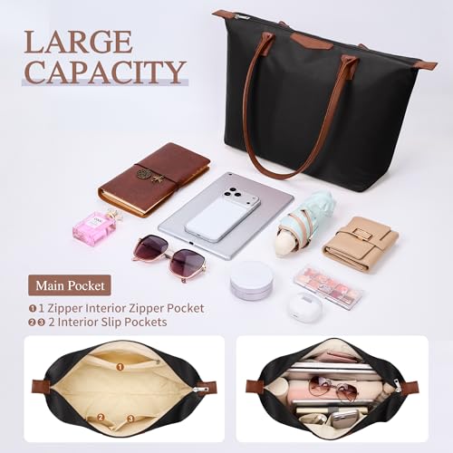 Bolso Tote para Mujer, Casual, de Cuero Vegano y Nylon miniatura 4