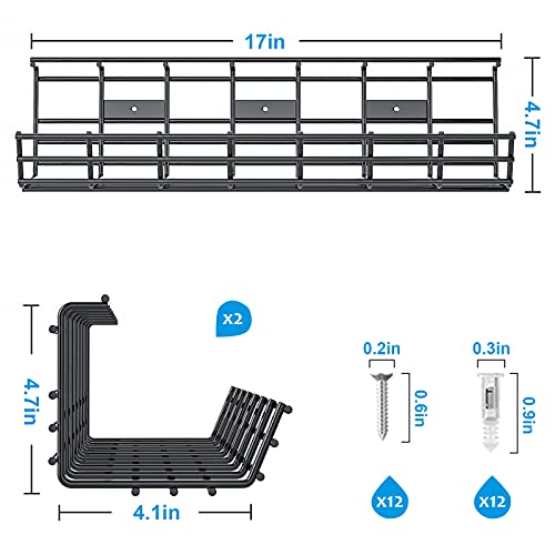 2 Pack Bandeja Metálica para Cables + 2 Pack Bandeja Metálica para Gestión de Cables Bajo Escritorio miniatura 6