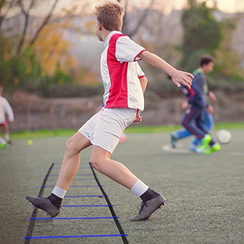 tallkeey Fußball Trainingszubehör Koordinationsleiter Trainingsleiter, Koordinationsleitern mit 12 Hütchen, Widerstandsschirm und 4 Pfählen mit Tragetasche für Fußballtraining, Tennis