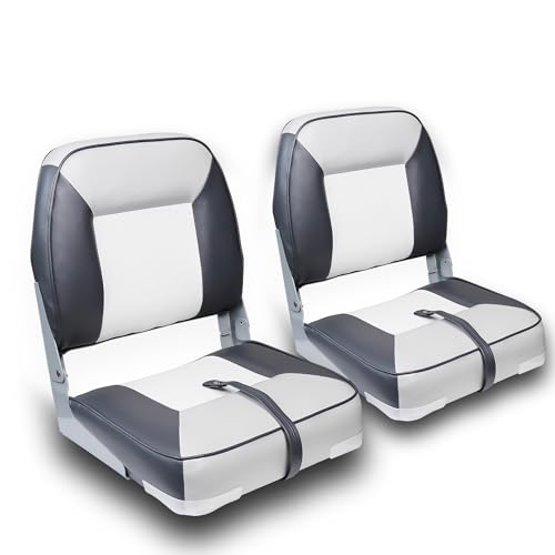 Vancus Boat Seats 2 Pack Low/High Back,Folding Fishing Waterproof Universal Pontoon Boat Seat Bass Tracker Boat Chairs