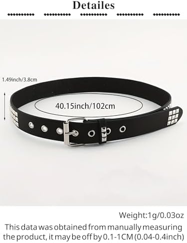 QWALIT Punk Belt with Chain for Women - Rave Leather Chain Belt - Goth Accessories