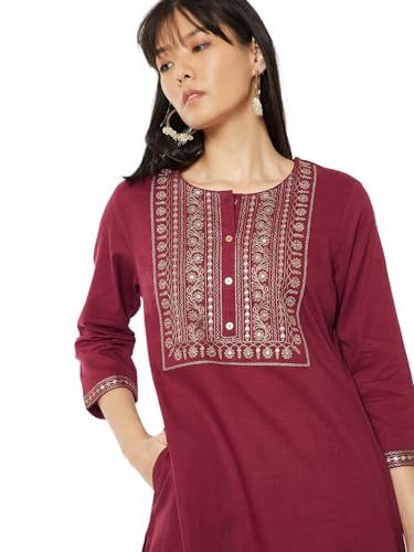 Image of Max Women's Cotton Blend Regular Fit Casual Kurta