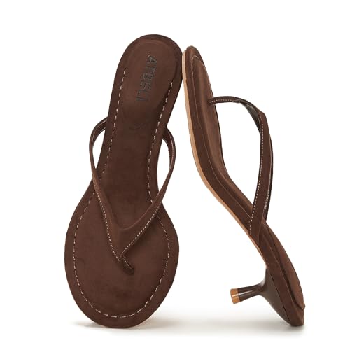 Image of Kitten Heel Thong Sandals for Women Slip-on Low Heeled Sandal Fashion Summer Flip Flops Heels