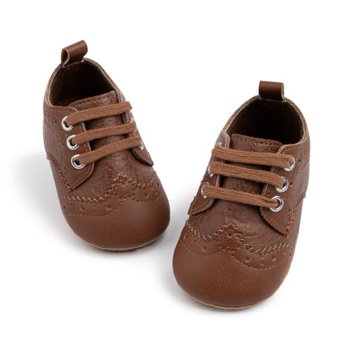 Unisex Baby Boys Girls Rubber Sole Leather Oxford Sneakers, Reteo Newborn Infant First Walkers Shoes