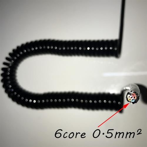 Cable de cobre negro de 6 núcleos resistente de 20 AWG con diseño helicoidal flexible 4