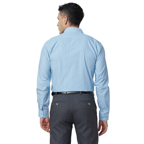 Image of Raymond Men's Slim Fit Pure Cotton Structure Pattern Semi Cutaway Collar Full Sleeve Formal Shirt