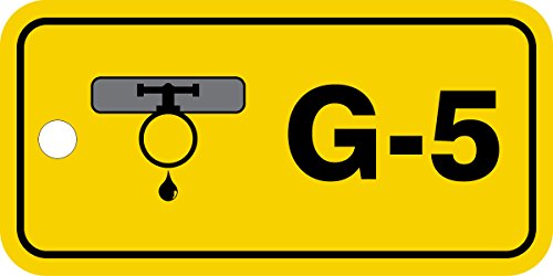 Étiquette G-5 Gas de signalisation jaune TDF405VPM pour vanne et tuyauterie industrielle