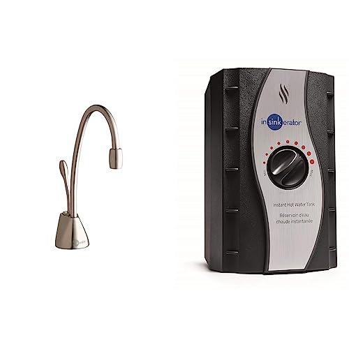 InSinkErator F-GN1100SN Contemporary Instant Hot Water Dispenser Faucet, Satin Nickel & Instant Hot Water Tank - 2/3 Gallon Stainless Steel Tank, HWT-00, Black