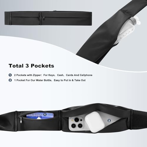 ultimate running belt for women and men water proof running belts fanny pack with water bottle slim running bag belts with phone holder bottle holder adjustable fit for runner medium