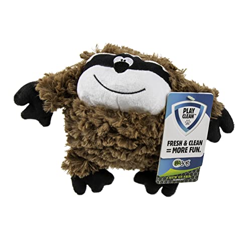 Image of goDog PlayClean Sloth Squeaky Plush Dog Toy with Odor-Eliminating Essential Oils, Chew Guard Technology - Brown, Small