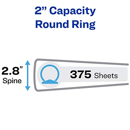 Avery 2" Economy View 3 Ring Binder, Round Ring, Holds 8.5" X 11" Paper, 1 White Binder (5731) #TOP1