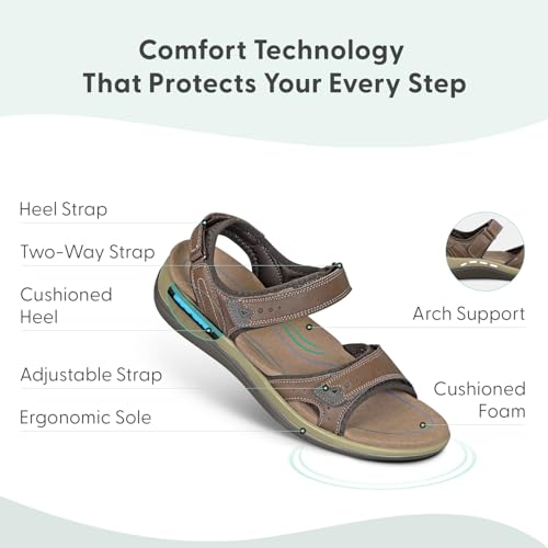 Orthofeet Women's Orthopedic Leather Malibu Adjustable Sandals3