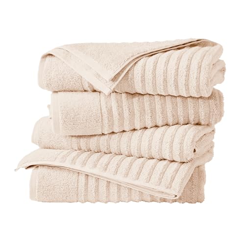 Great Bay Home 4 Pack Bath Towel Set - 100% Cotton Towels - Absorbent & Quick-Dry Towels for Bathroom (Pink Sand)