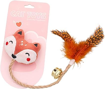 BWESOOPink Foxes Interactive Toys for Cats, Play Cat Toy Cat Toy Bell Design Anti-Scratch Linen Rope Cat Catnip Plush Toy for Indoor Cat and Kitten Exercise - Foxes Catnip Toys