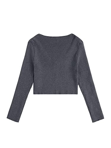 Image of Floerns Women's Tie Front Long Sleeve Rib Knit Shrug Sweaters Cardigan Crop Top