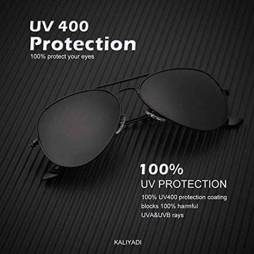 Image of KALIYADI Classic Aviator Sunglasses for Men Women Driving Sun glasses Polarized Lens UV Blocking