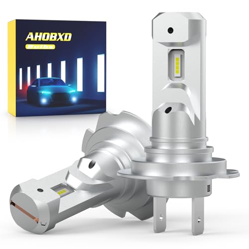 Image of AHOBXD H7 LED Light Bulb Super Bright White 6500K Upgrade 600% 50000LM Brightness Real 1:1 Halogen Size 80000 Hours Life Span H7 /H18 Plug and Play Car Fog Light Bulbs Pack of 2