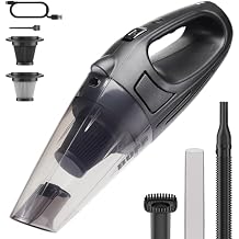 BUFF Handheld Vacuum Cordless - Portable and Rechargeable Car Vacuum Cleaner with LED Flashlight, Crevice Tool, Brush, and Storage Case for Home, Office, Car, Pets - Black