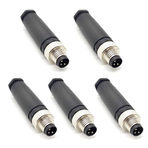 5 conectores circulares de 3 polos m8, sensores de cable de 8 mm instalados en el sitio, conectores circulares industriales ip67 Código de conector recto 60v 4a sin blindaje