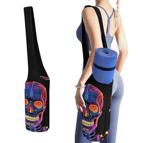 Sac de tapis de yoga en toile motif tête de mort grand sac de sport unisexe