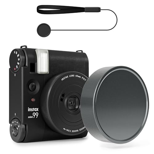 Rieibi Lens Cap for Fujifilm Instax Mini99, Fuji Mini Accessories for Fuji Instax Mini99 Lens Cover with Anti-Loss Rope, Anti-Scratches Aluminum Mini99 Lens Cap with Flocking Internal-Grey
