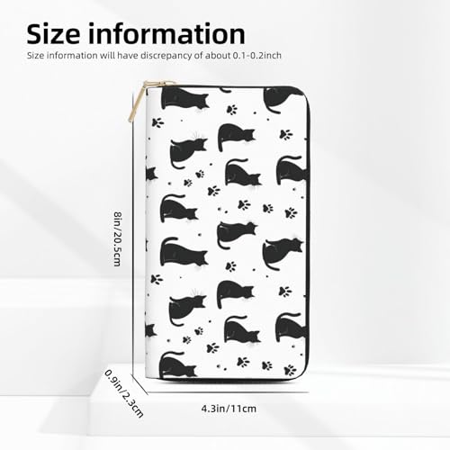 Black Cool Cat Paw Print Wallet Women, Leather Bifold Multi Card Wallet, Long Purse Women's Wallets2