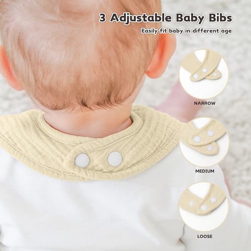 Image of Susurration Muslin Baby Drool Bibs 10Pack Soft Square Adjustable Bandana Bibs for Unisex Baby Girls & Boys