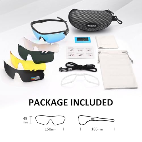 Image of BangLong Polarized UV400 Sports Sunglasses with 5 Lenses for Men Women