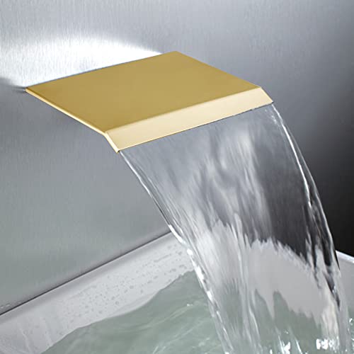 Azos Tub Faucet Wall Mount, Waterfall Tub Filler Spout For Bathroom Multiple Uses, High Flow Bathtub Cascade Waterfall Spout Fixtures, Brass Brushed Gold #TOP10