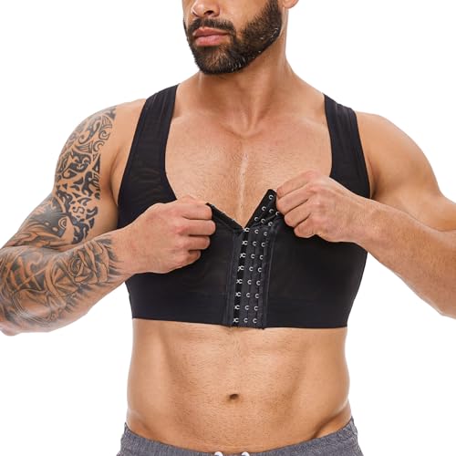 MISS MOLY Mens Gynecomastia Compression Corset Chest Binder Slimming Vest Tank Top Shapewear Undershirt