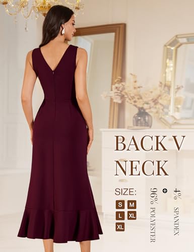 Aupuls Women Long Bodycon Fall Wedding Guest Dresses Ruffle Semi Formal Dress for Homecoming Gowns and Evening Elegant3