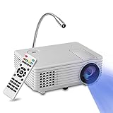 Mini Proyector LED, YOKKAO Videoproyector Portátil LED LCD a Todo Color con 800 Lúmenes, Proyector Multimedia portátil Home Cinema soporta TV / HDMI / USB / VGA + Lamparita LED de Regalo (Blanco)