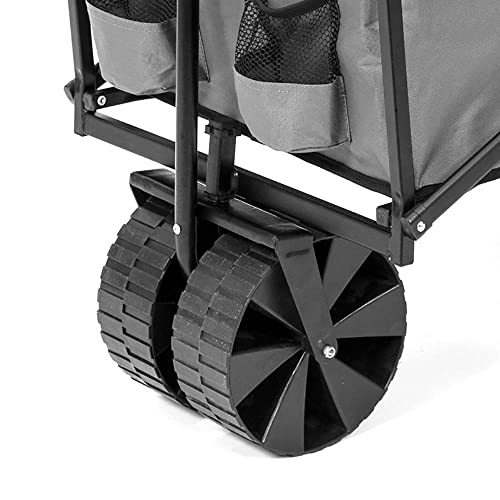 Seina Heavy Duty Steel Frame Collapsible Folding Outdoor Portable Utility Cart Wagon With All Terrain Plastic Wheels And 150 Pound Capacity, Gray #TOP4