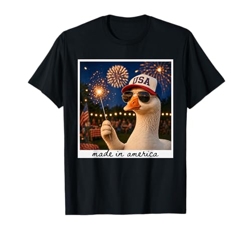 Patriotic Goose USA Fireworks 4th of July 250 Years America T-Shirt