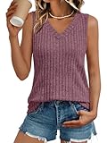 AUTOMET Womens Tank Tops Summer Sleeveless Shirts Spring 2025 V Neck Loose Fit Casual Clothes Trendy Fashion Outfits PurpleRed S