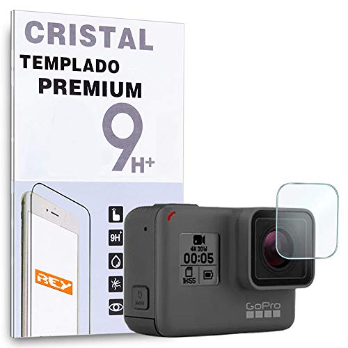 REY Protector de Pantalla para GOPRO HERO5 Black, HERO6 Black, HERO7 Black, Cristal Vidrio Templado Premium