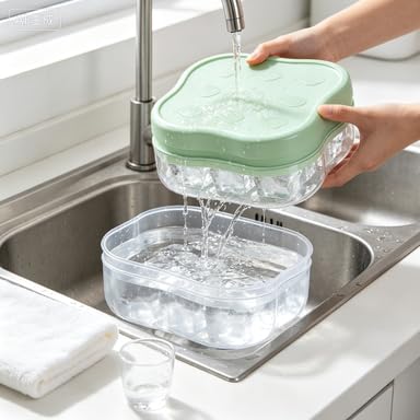 Small Easy Release Flexible Ice Cube Tray with Lid for Kitchen Restaurant (Yellow) - image 3