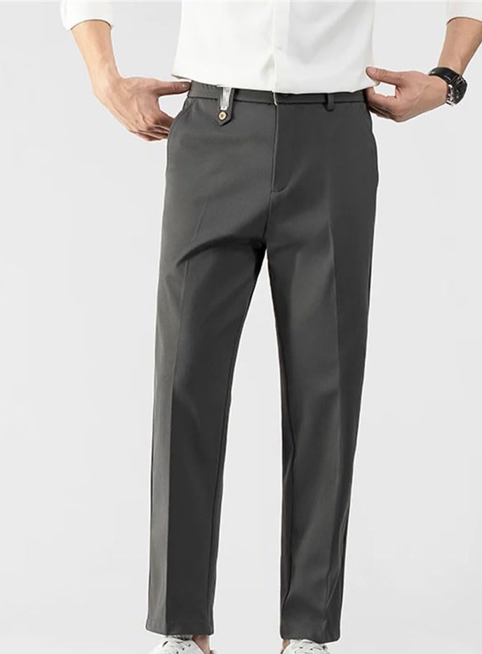 Men's Spring Summer Smooth Pants - Business Suit Solid Color Stretch Casual Trousers4