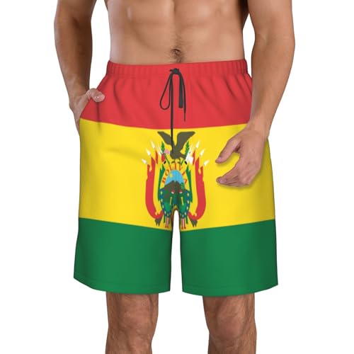 Flag of Bolivia Men's Beach Pants-Quick-Dry & Comfortable Mens Beach Shorts for Men, Perfect for Surfing and Everyday Wear White