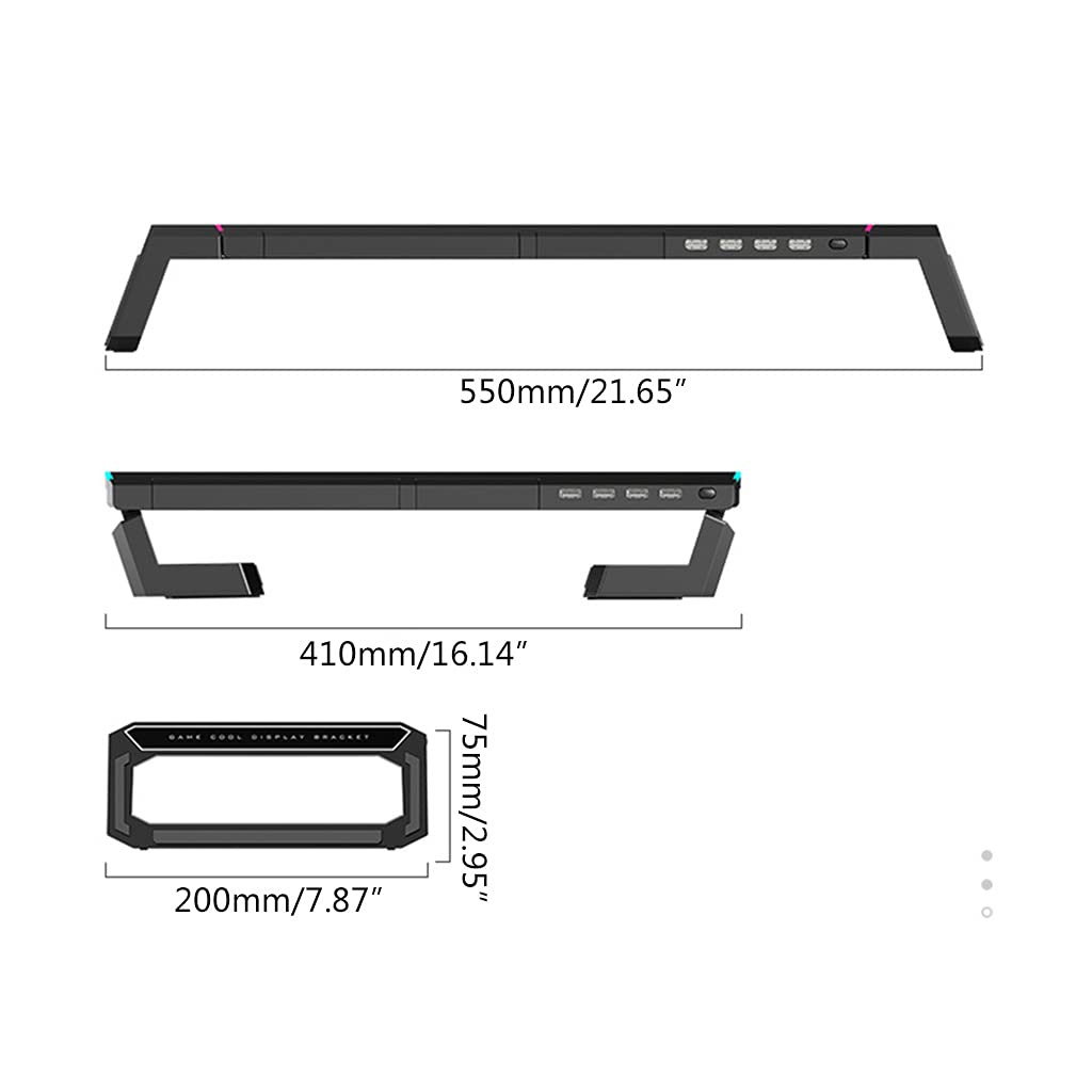 RGB Desktop Monitor Holder 4 USB 2.0 Laptop Stand Schermo del Computer