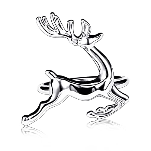 Image of legigo Set of 6 Christmas Deer Napkin Rings for Dinning Table Setting - Metal Napkin Holder Rings for Xmas Dinner Holiday Party, Wedding Receptions Dinning Table Setting (Silver)