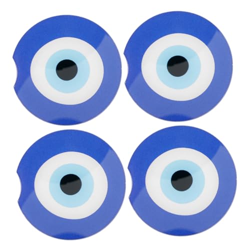 TOYANDONA 4 Piezas Posavasos Acrílicos Azules de Ojo Turco Antideslizantes y Unidades para Coche y Escritorio Decoración Elegante para Interior de Vehículo y Hogar